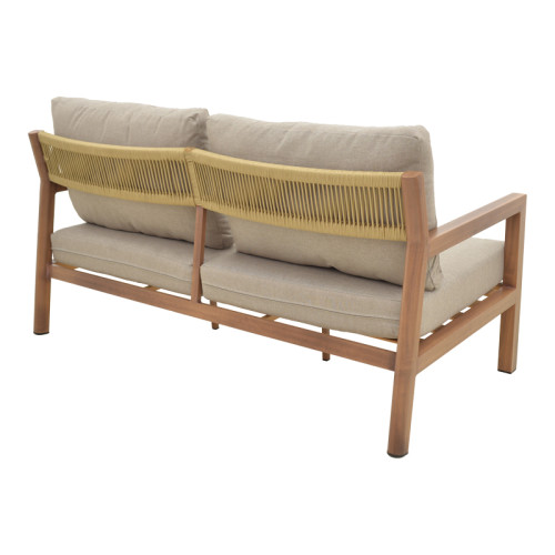 Andasio pakoworld garden lounge set of 4 pieces, aluminum and rope in natural - cushions in gray shade