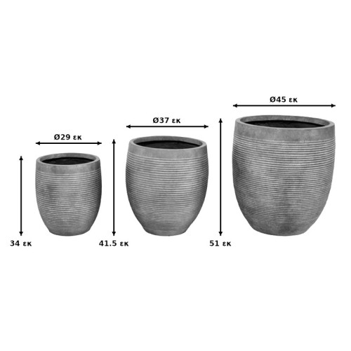 Planter Berzoka pakoworld set 3pieces ceramic in grey color