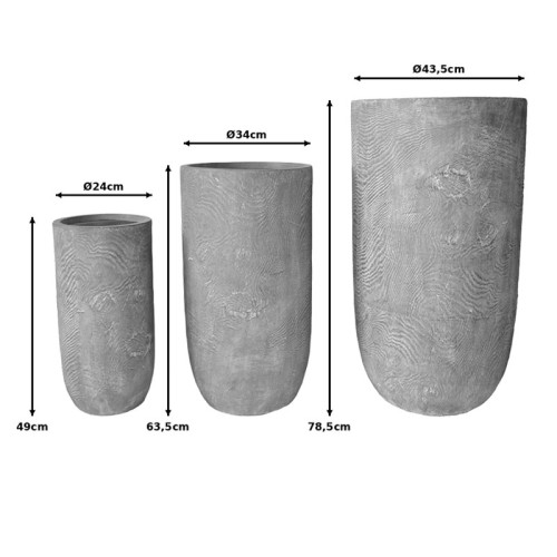 Planter Retaila pakoworld set 3pieces ceramic in antique grey color