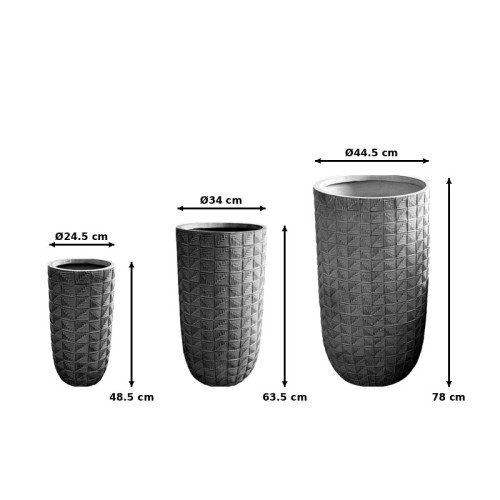 Planter Kallena pakoworld set 3pieces ceramic in grey-beige color