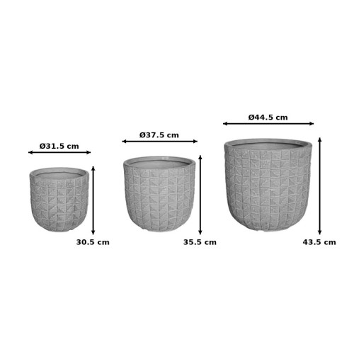 Planter Kallena pakoworld set 3pieces ceramic in grey beige color