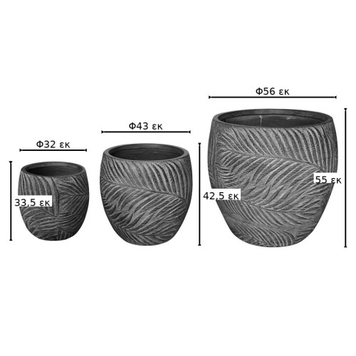 Planter Dortu pakoworld set 3pieces ceramic in antique grey color