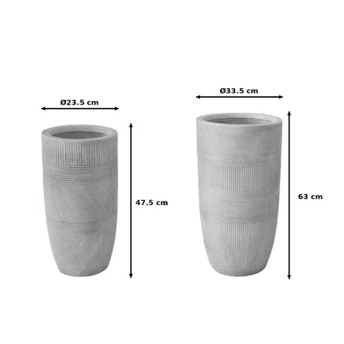 Planter Negani pakoworld set 2pieces ceramic in light grey color