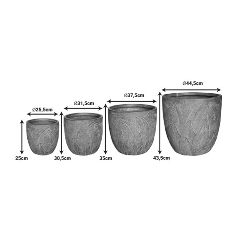 Planter Oniella pakoworld set 4pieces ceramic in antique grey color
