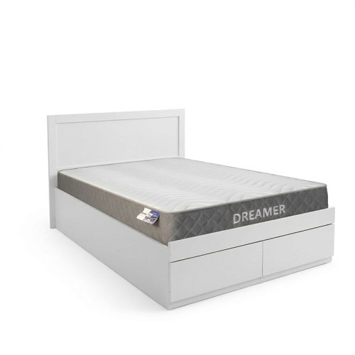 Bed with mattress and drawer Olympus-Dreamer pakoworld white 100x200cm