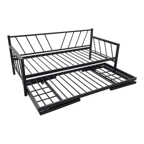 Bed-Sofa Remmie pakoworld metal in black 90x190cm