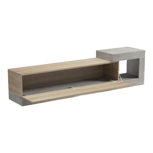 Wall-mounted TV cabinet Flato pakoworld sonoma-gray beige marble look 150x29.5x38.5cm