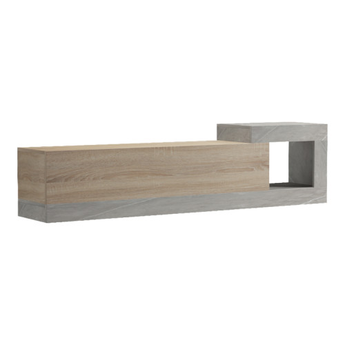 Wall-mounted TV cabinet Flato pakoworld sonoma-gray beige marble look 150x29.5x38.5cm