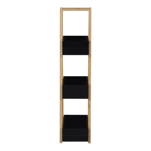 Floor shelf Tercy pakoworld bamboo in black-natural color 30x18x80cm