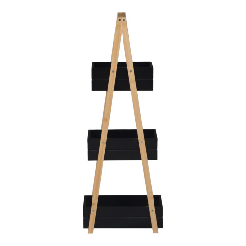 Floor shelf Tercy pakoworld bamboo in black-natural color 30x18x80cm