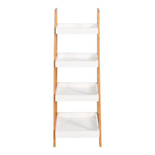Floor shelf Leby pakoworld bamboo-mdf in white-natural color 35x34x98cm