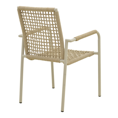 Esence pakoworld stackable aluminum in cappuccino - pe rope armchair in beige shade 56x61,5x87,5cm