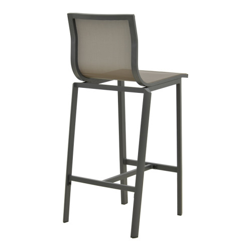 Melina bar stool pakoworld stackable aluminum in anthracite- textline in gray shade 57x52.5x106.5cm
