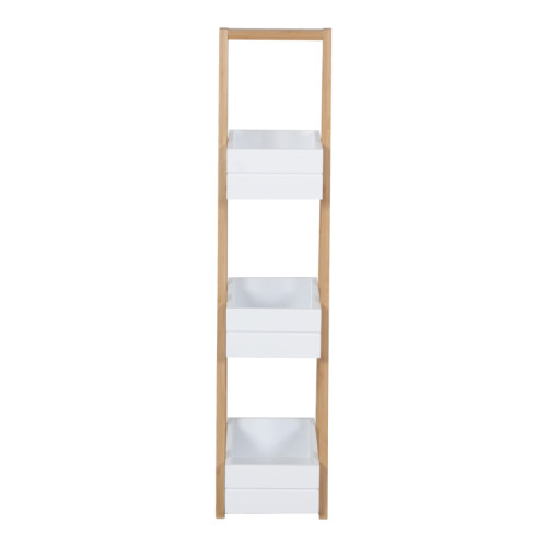 Floor shelf Tercy pakoworld bamboo in white-natural color 30x18x80cm