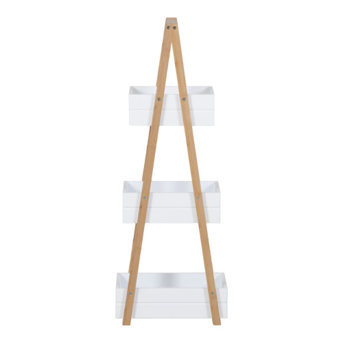 Floor shelf Tercy pakoworld bamboo in white-natural color 30x18x80cm