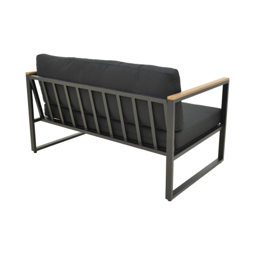 Two-seater sofa Aurelio pakoworld metallic in black - cushions in black shade 130x74x63cm