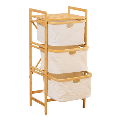 Floor shelf Hanev pakoworld bamboo-fabric in natural-beige color 44x33x96cm