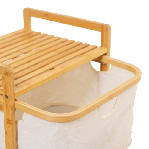Floor shelf Hanev pakoworld bamboo-fabric in natural-beige color 44x33x96cm