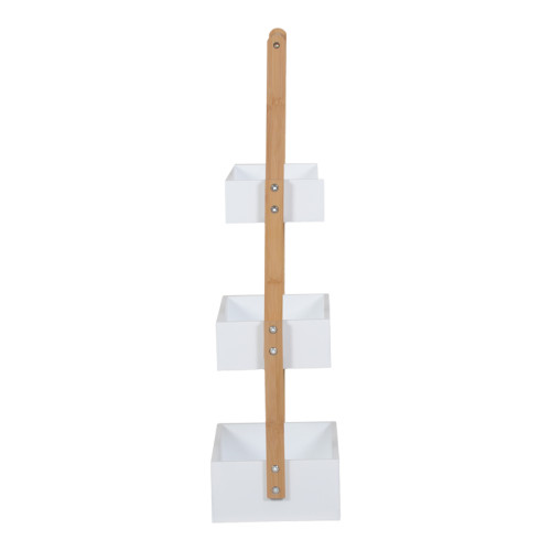 Floor shelf Arvy pakoworld bamboo in white-natural color 32x20x75.5cm