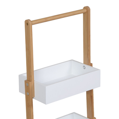 Floor shelf Arvy pakoworld bamboo in white-natural color 32x20x75.5cm