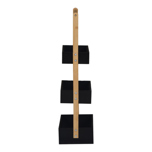 Floor shelf Arvy pakoworld bamboo in black-natural color 32x20x75.5cm