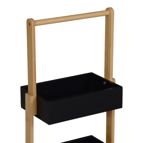 Floor shelf Arvy pakoworld bamboo in black-natural color 32x20x75.5cm