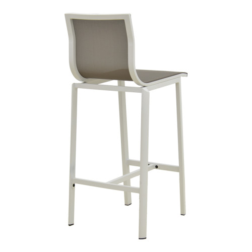 Melina bar stool pakoworld stackable aluminum in white- textline in gray shade 57x52.5x106.5cm