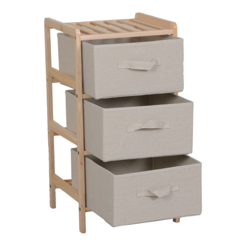Chest of drawers Wolen pakoworld fir wood-fabric in natural-beige color 34.5x36.5x67cm
