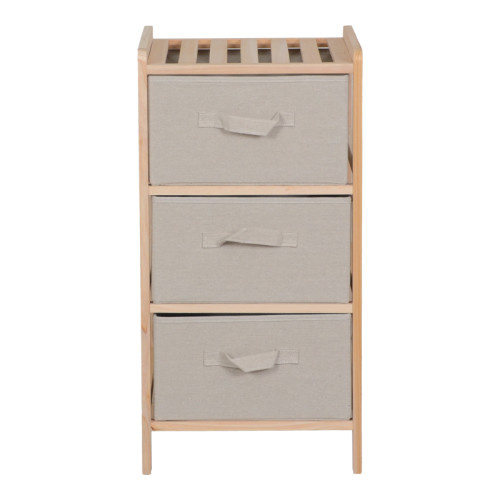 Chest of drawers Wolen pakoworld fir wood-fabric in natural-beige color 34.5x36.5x67cm