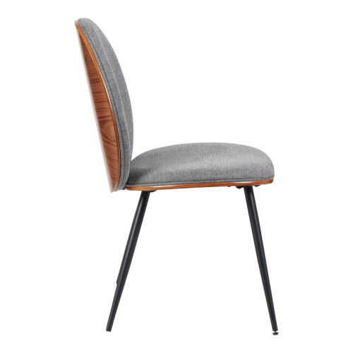 Chair Nerezy pakoworld walnut wood with grey fabric 57.5x48x88cm