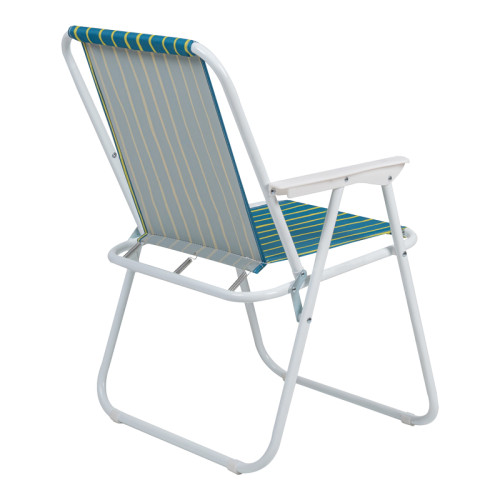 Beach-camping chair Jette pakoworld green and yellow fabric-white metal frame 53x56x73cm