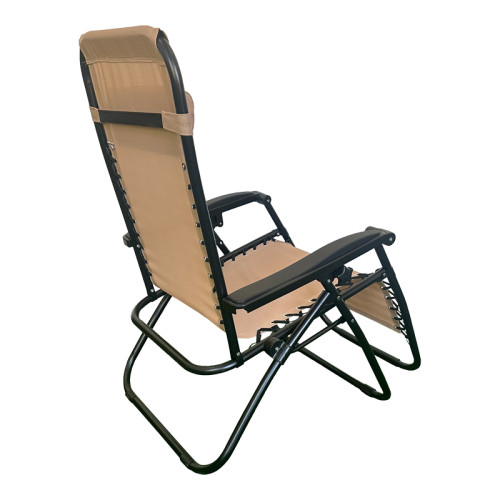 Foldable relax armchair Mirka pakoworld mocha textilene with black metal 65x165x110 cm