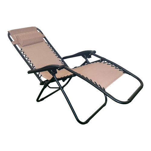 Foldable relax armchair Mirka pakoworld mocha textilene with black metal 65x165x110 cm