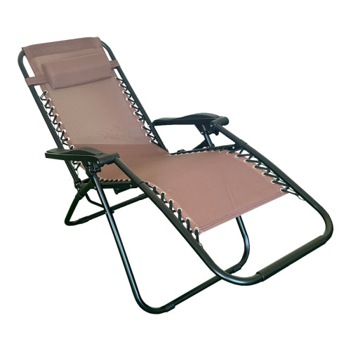 Foldable relax armchair Mirka pakoworld textilene–metal in brown-black color 65x165x110 cm