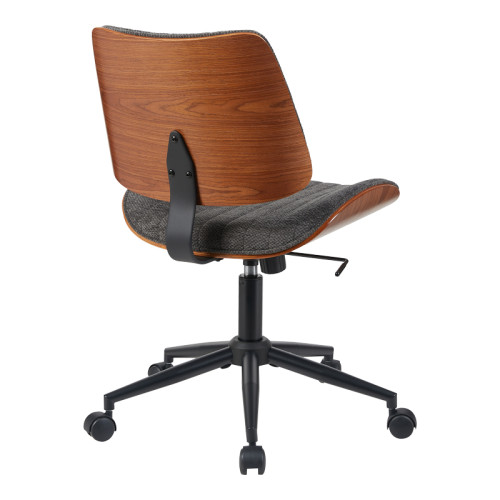 Work desk chair Amani pakoworld walnut wood with grey fabric 52x54x90.5cm