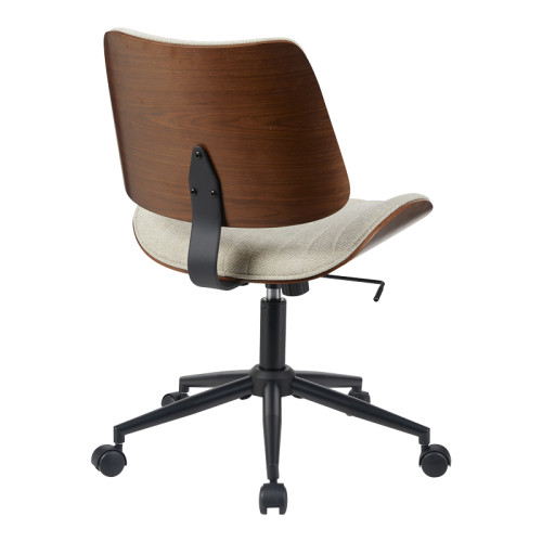 Work desk chair Amani pakoworld walnut wood with beige fabric 52x54x90.5cm