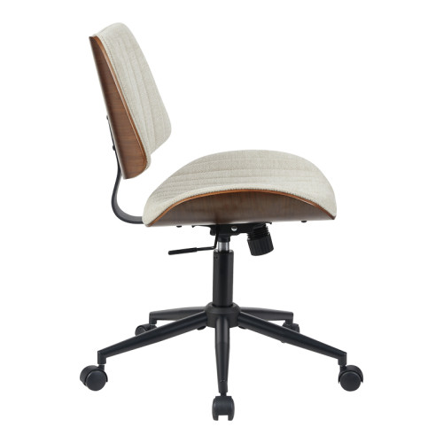Work desk chair Amani pakoworld walnut wood with beige fabric 52x54x90.5cm