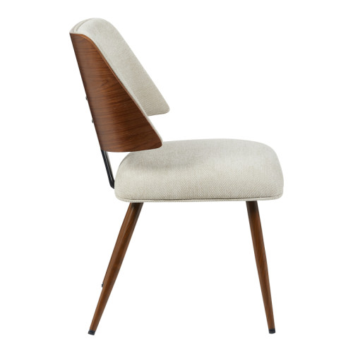 Chair Ubane pakoworld beige teddy fabric-walnut metal legs 53x62.5x85cm
