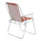 Beach-camping chair Jette pakoworld pink striped fabric-white metal frame 53x56x73cm