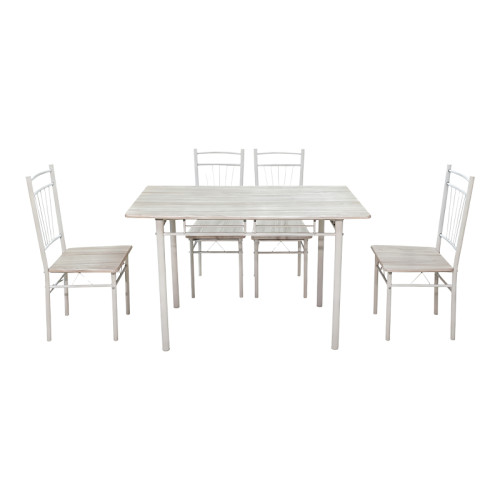 Dining set Roza pakoworld 5pcs sonoma mdf and metal white legs 120x65x75cm