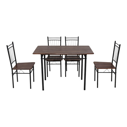 Dining set Roza pakoworld 5pcs walnut mdf and metal black legs 110x60x75cm