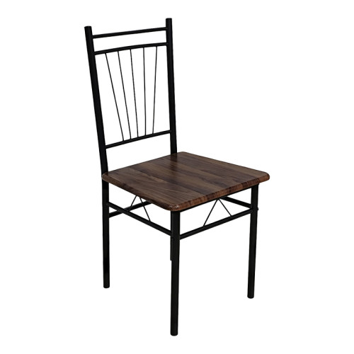 Dining set Roza pakoworld 5pcs walnut mdf and metal black legs 110x60x75cm