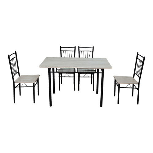 Dining set Roza pakoworld 5pcs sonoma mdf and metal black legs 110x60x75cm