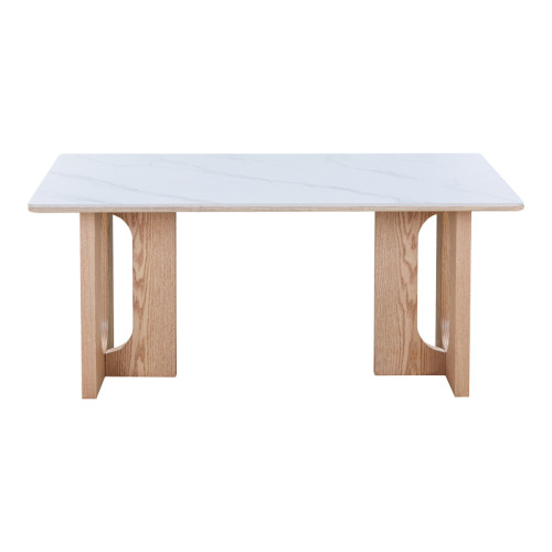 Dining table Benqui pakoworld sintered stone-mdf in marble white color - natural color base 160x90x75cm