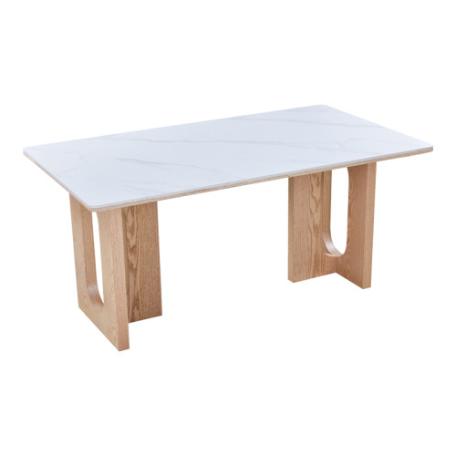 Dining table Benqui pakoworld sintered stone-mdf in marble white color - natural color base 160x90x75cm