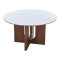 Dining table Merge pakoworld sintered stone-mdf in marble white color - walnut base D130x75cm