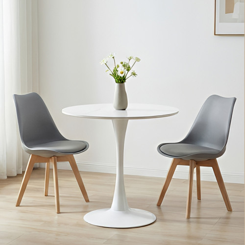 Dining table Balou I pakoworld sintered stone-mdf in marble white color D70x74cm