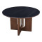 Dining table Merge pakoworld sintered stone-mdf in marble black color - walnut base D130x75cm