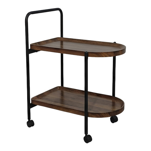 Wheelbarrow side table Whelea pakoworld mdf-metal in walnut-black color 40x60x69cm