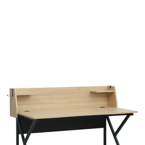 Spaco pakoworld work desk in natural shade - black metal legs 123x61.5x100.5cm